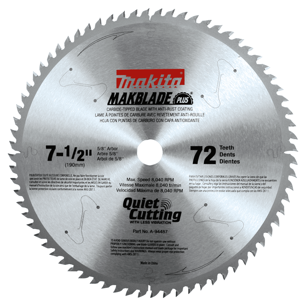 7-1/2" x 72 Teeth Carbide-Tipped Miter Saw Blade Main - Image