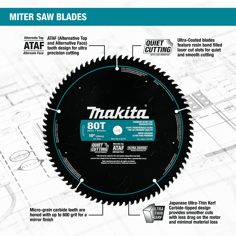 10" x 80 Teeth Ultra-Coated Miter Saw Blade Alt 2 - Image