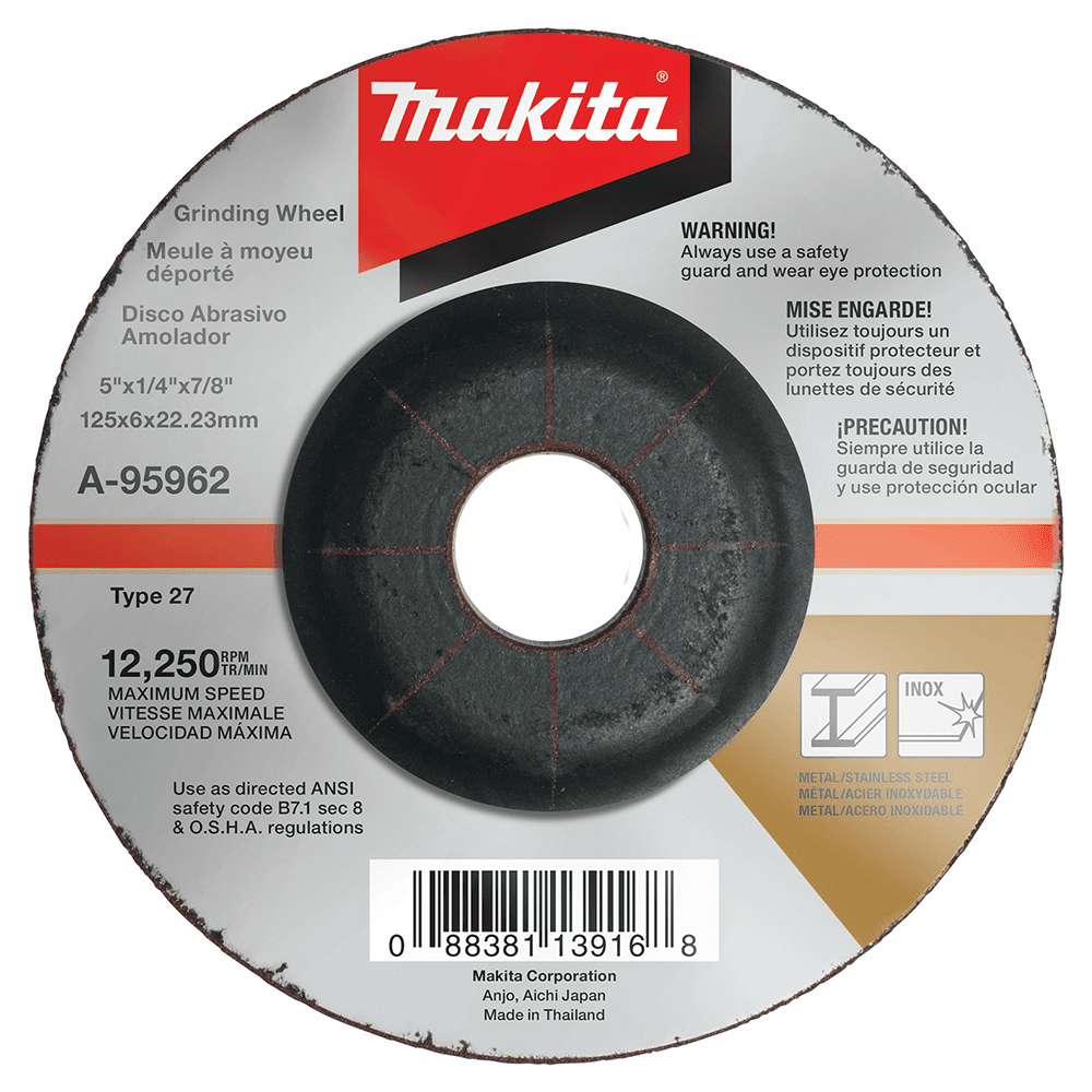 5" Inox 36 Grit Grinding Wheel, Aluminum Oxide Main - Image