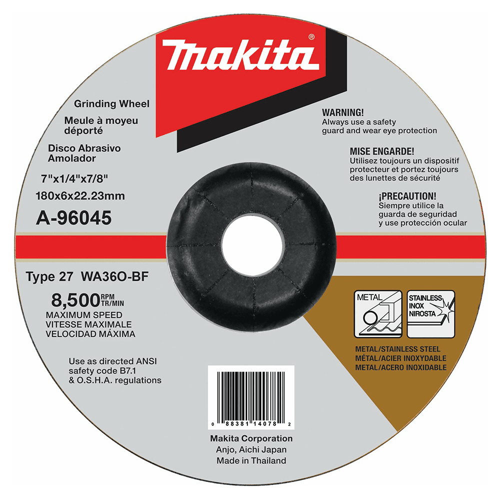 7" Inox 36 Grit Grinding Wheel, Aluminum Oxide Main - Image