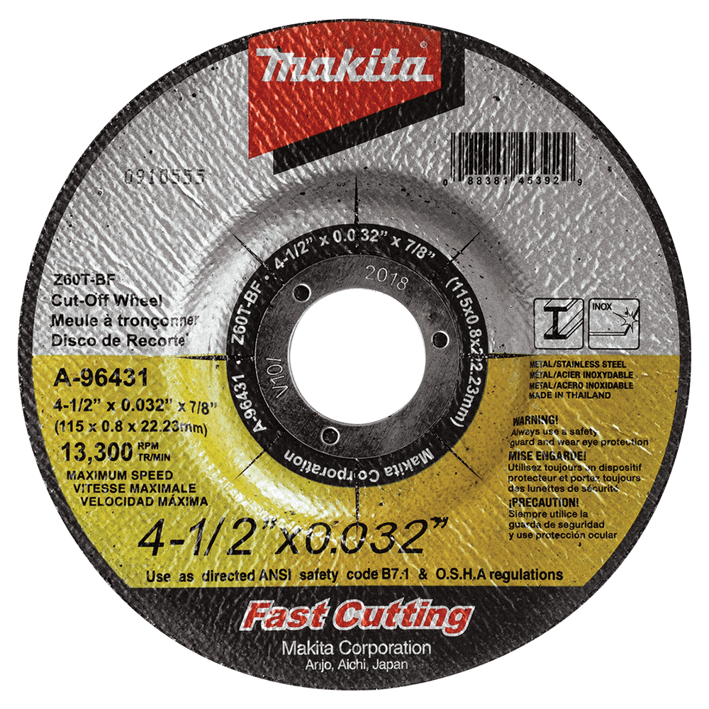4-1/2" 60 Grit Depressed Center Ultra Thin Cut-Off Wheel, Zirconia Aluminum Main - Image