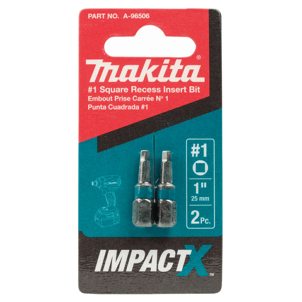 #1 x 1" ImpactX Square Drive Recess Insert Bit (2/Pack) Alt 1 - Image