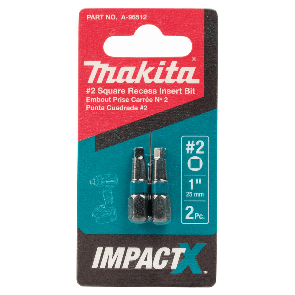#2 x 1" ImpactX Square Drive Recess Insert Bit (2/Pack) Alt 1 - Image