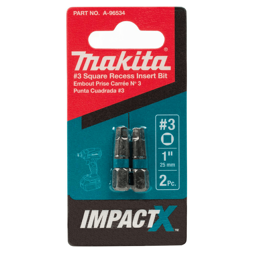 #3 x 1" ImpactX Square Drive Recess Insert Bit (2/Pack) Alt 1 - Image