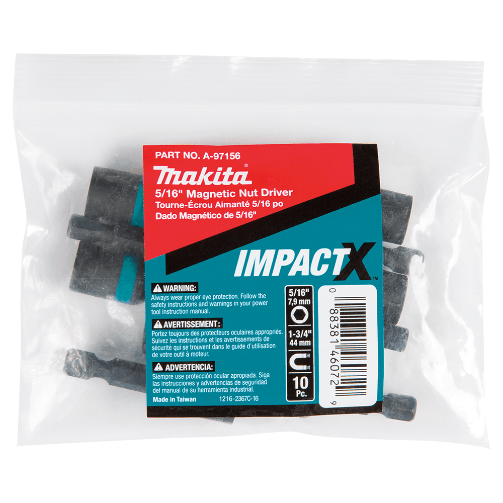 5/16" x 1-3/4" ImpactX Magnetic Nut Driver, 1/4" Shank (10/Pack) Alt 1 - Image