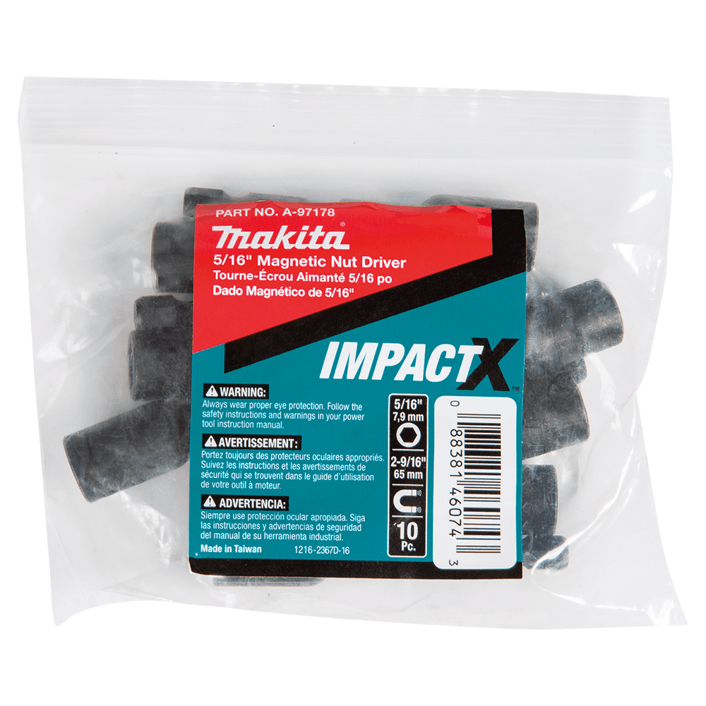 5/16" x 2-9/16" ImpactX Magnetic Nut Driver, 1/4" Shank (10/Pack) Alt 1 - Image
