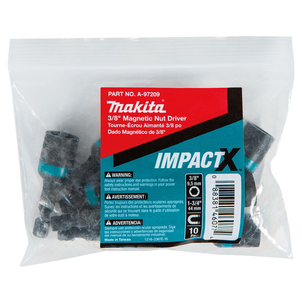 3/8" x 1-3/4" ImpactX Magnetic Nut Driver, 1/4" Shank (10/Pack) Alt 1 - Image