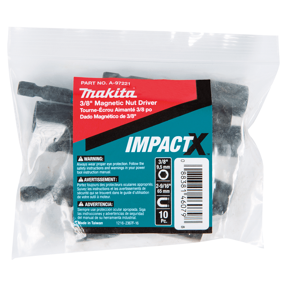 3/8" x 2-9/16" ImpactX Magnetic Nut Driver, 1/4" Shank (10/Pack) Alt 1 - Image