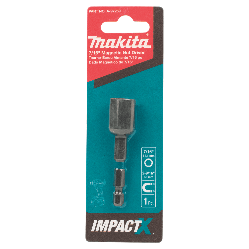 7/16" x 2-9/16" ImpactX Magnetic Nut Driver, 1/4" Shank Alt 1 - Image