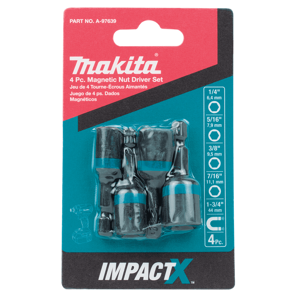 1-3/4" 4-Piece ImpactX Magnetic Nut Driver Set, 1/4" Shank Alt 1 - Image