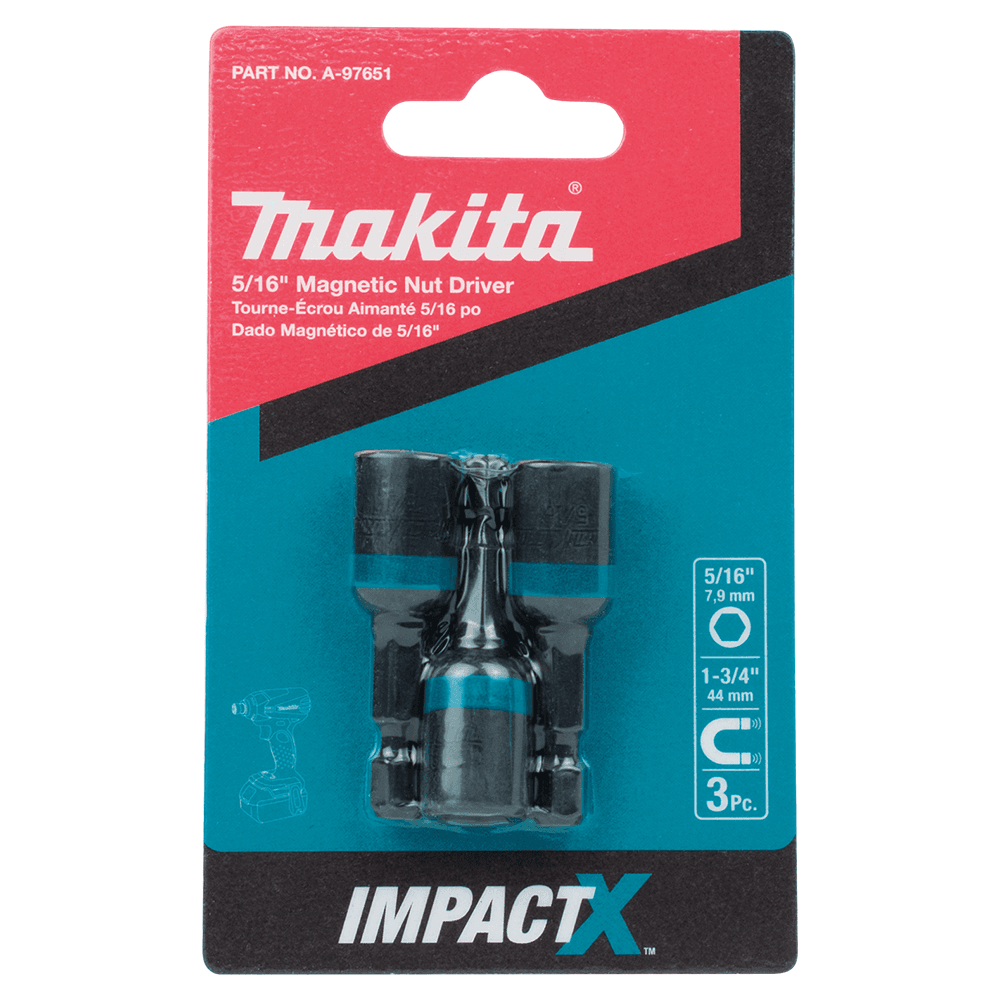 5/16" x 1-3/4" ImpactX Magnetic Nut Driver, 1/4" Shank (3/Pack) Alt 1 - Image