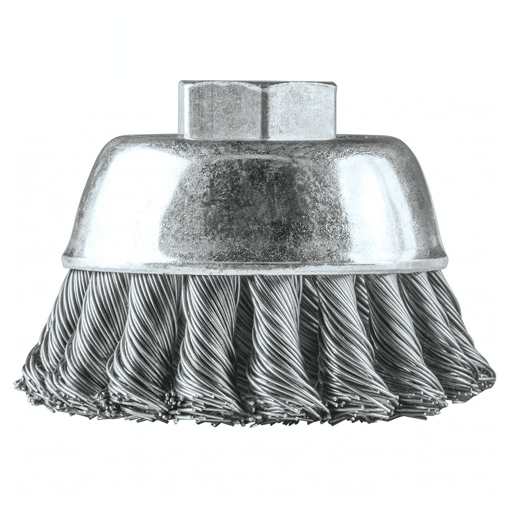 2-3/4" Knot Stainless Steel Wire Cup Brush, 5/8"-11" Arbor Hole Alt 1 - Image