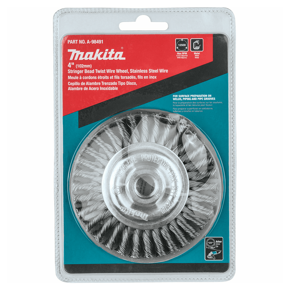 4" Stringer Bead Twist Stainless Steel Wire Wheel, 5/8"-11" Arbor Hole Alt 2 - Image