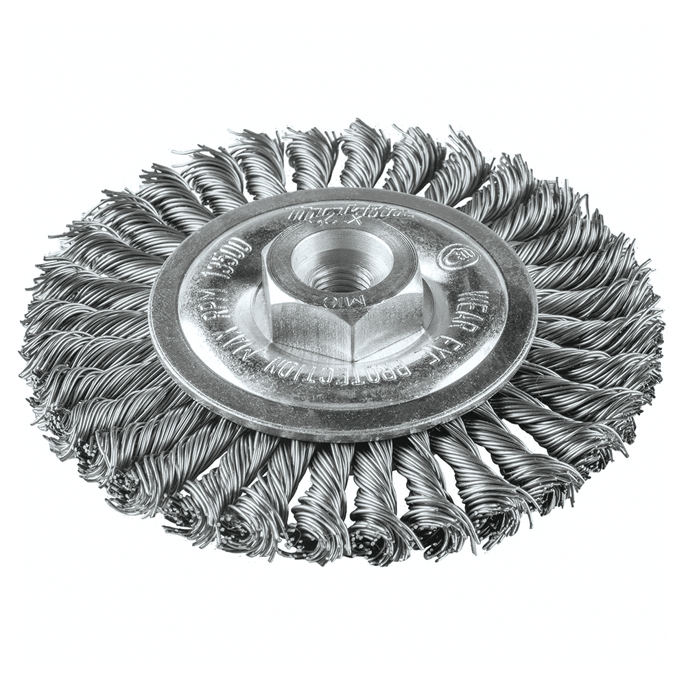4" Stringer Bead Twist Wire Wheel, M10 x 1.25 Arbor Hole Main - Image