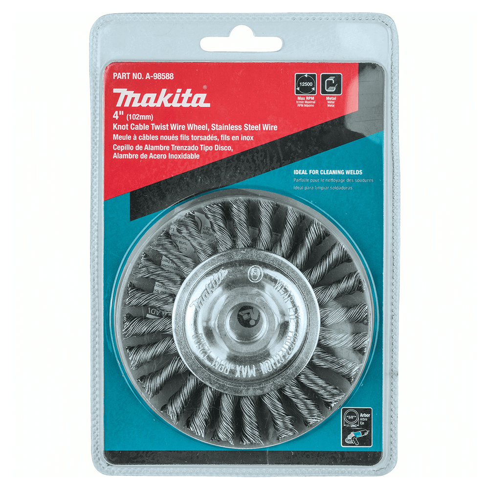 4" Knot Cable Twist Stainless Steel Wire Wheel, 5/8"-11" Arbor Hole Alt 2 - Image