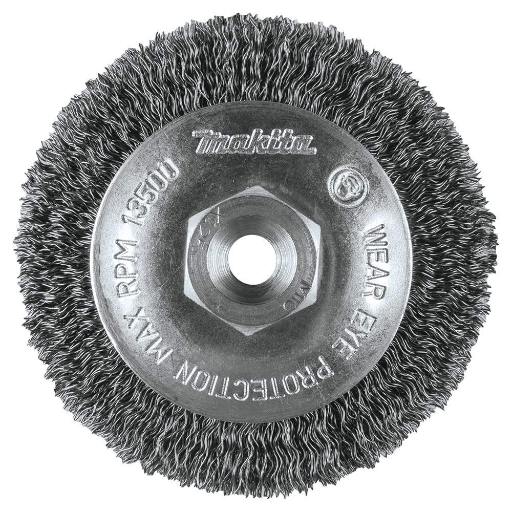 3-3/8" Crimped Wire Bevel Brush, M10 x 1.25 Arbor Hole Alt 1 - Image