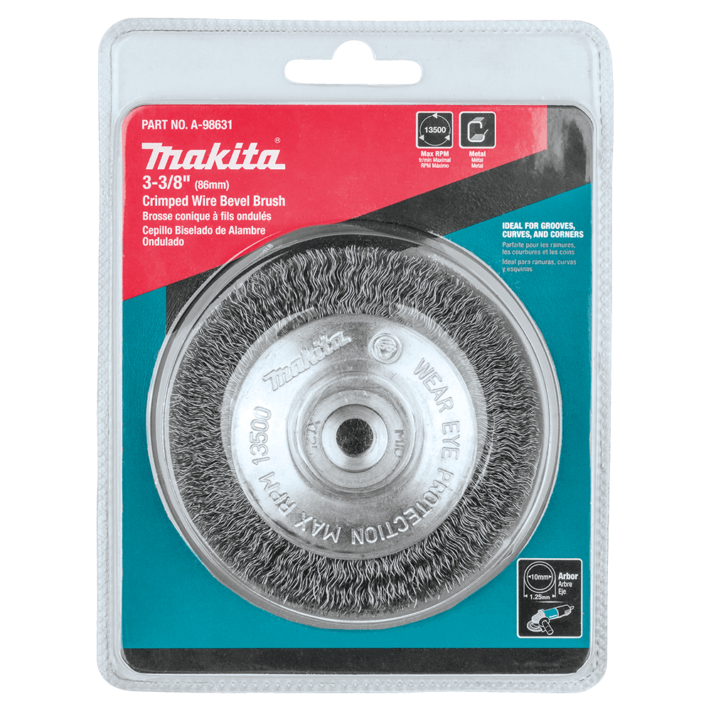 3-3/8" Crimped Wire Bevel Brush, M10 x 1.25 Arbor Hole Alt 2 - Image