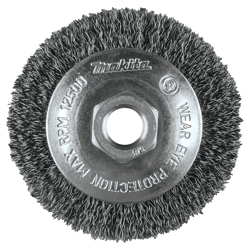 3-3/8" Crimped Wire Bevel Brush, 5/8" - 11 Arbor Hole Alt 1 - Image