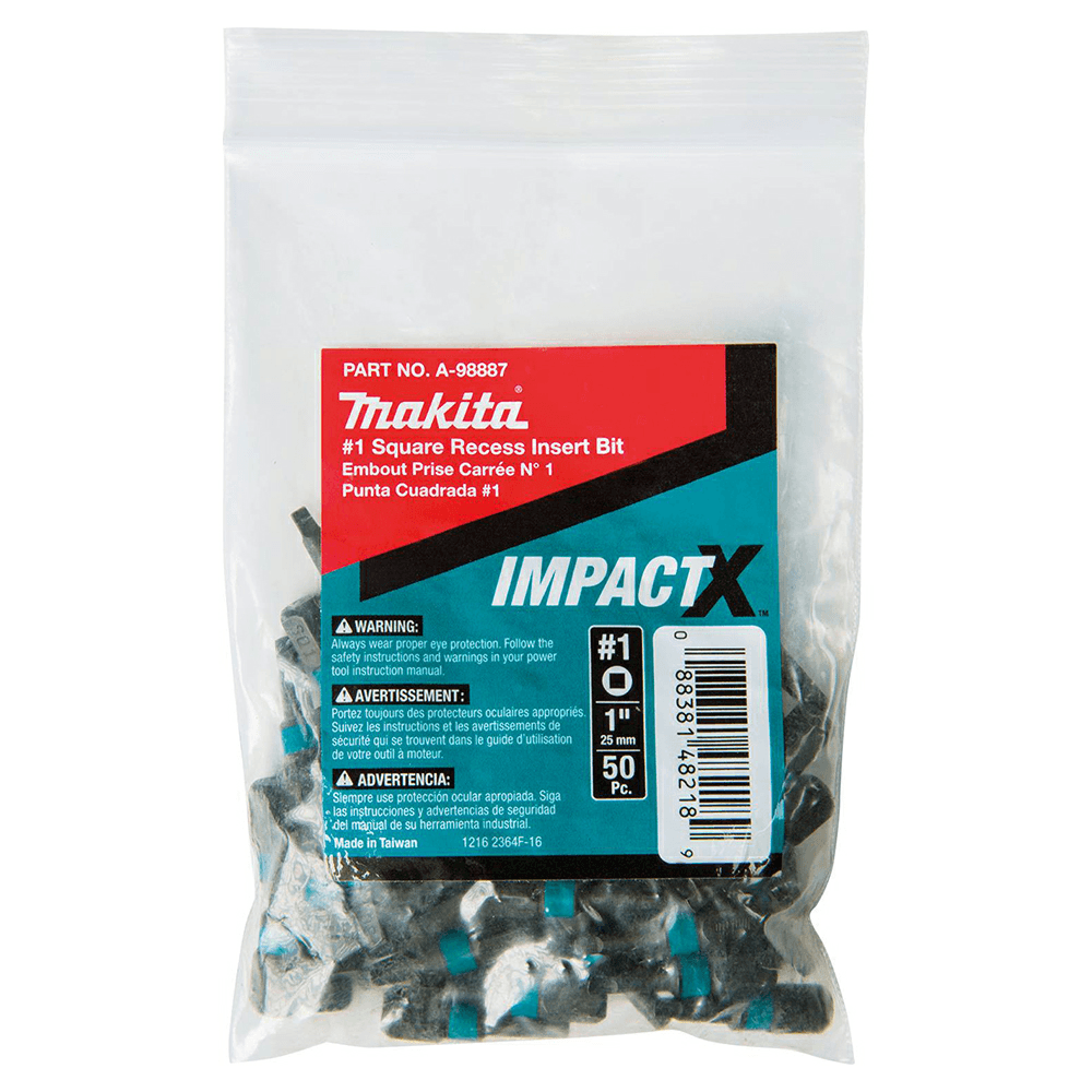#1 x 1" ImpactX Square Drive Recess Insert Bit (50/Pack) Main - Image