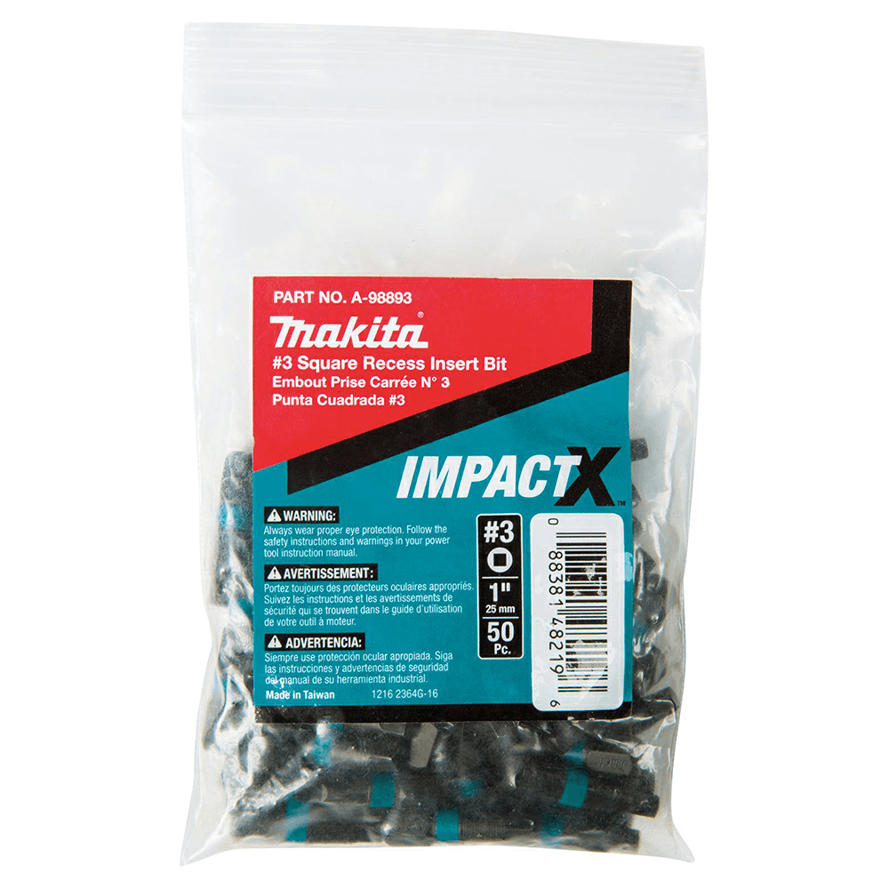 #3 x 1" ImpactX Square Drive Recess Insert Bit (50/Pack) Main - Image