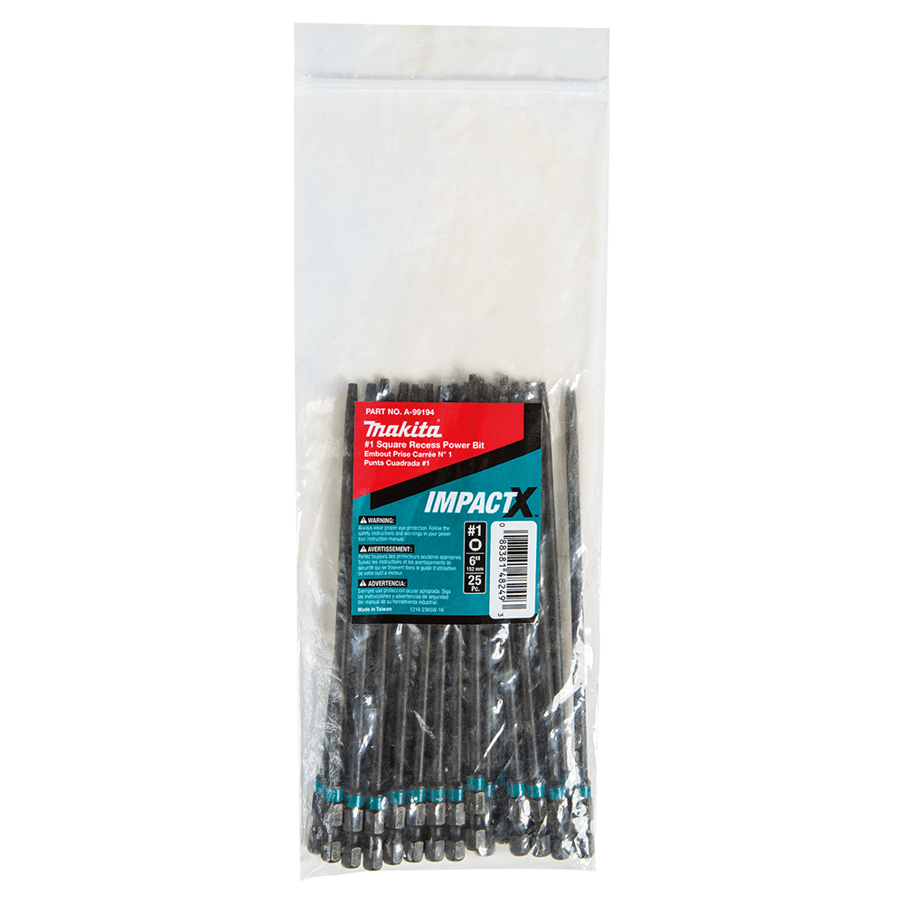 #1 x 6" ImpactX Square Drive Recess Power Bit (25/Pack) Main - Image