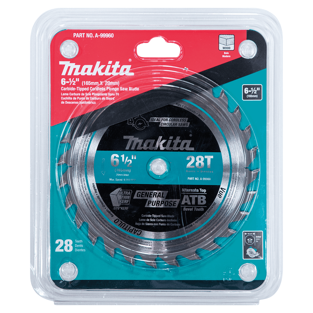 6-1/2" x 28 Teeth Carbide-Tipped Cordless Plunge Saw Blade Alt 1 - Image