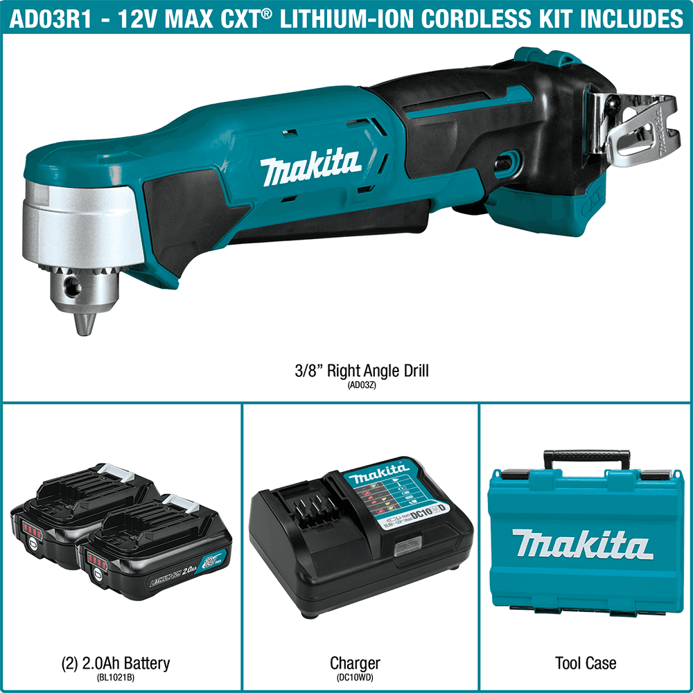 12 V max CXT Lithium-Ion Cordless 3/8" Right Angle Drill Kit (2.0 Ah) Alt 6 - Image