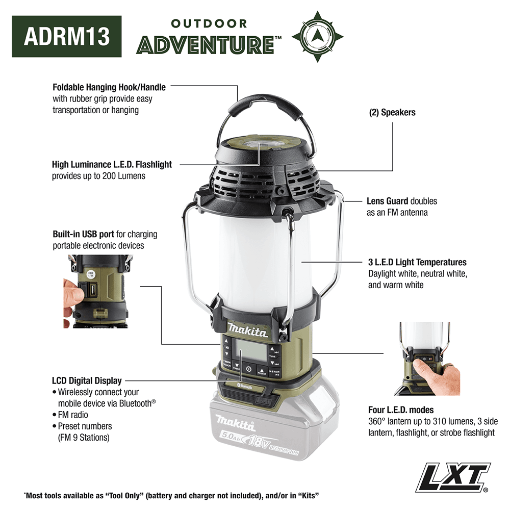 18V LXT Outdoor Adventure Bluetooth Radio/L.E.D. Lantern Tool Only Alt 1 - Image