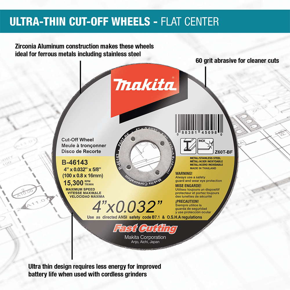 4" Ultra 60 Grit Thin Cut-Off Wheel, Zirconia Aluminum Alt 6 - Image