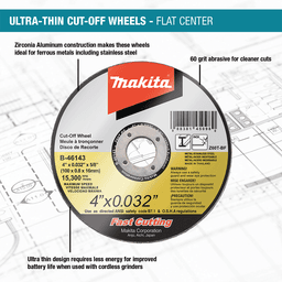 4" Ultra 60 Grit Thin Cut-Off Wheel, Zirconia Aluminum Alt 6 - Image