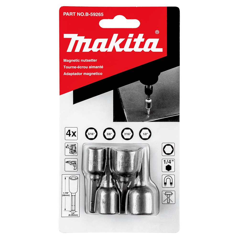 4-Piece Magnetic Nutsetter Set, 1/4" Shank Alt 1 - Image
