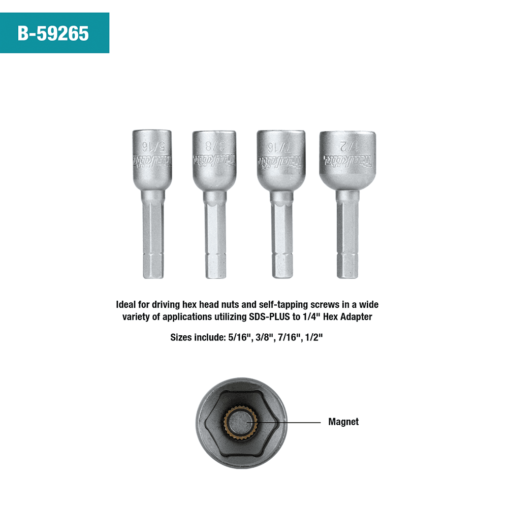 4-Piece Magnetic Nutsetter Set, 1/4" Shank Alt 2 - Image