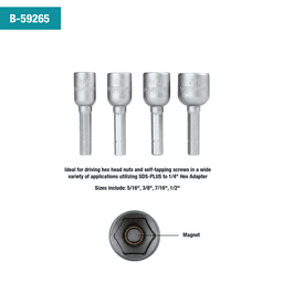 4-Piece Magnetic Nutsetter Set, 1/4" Shank Alt 2 - Image
