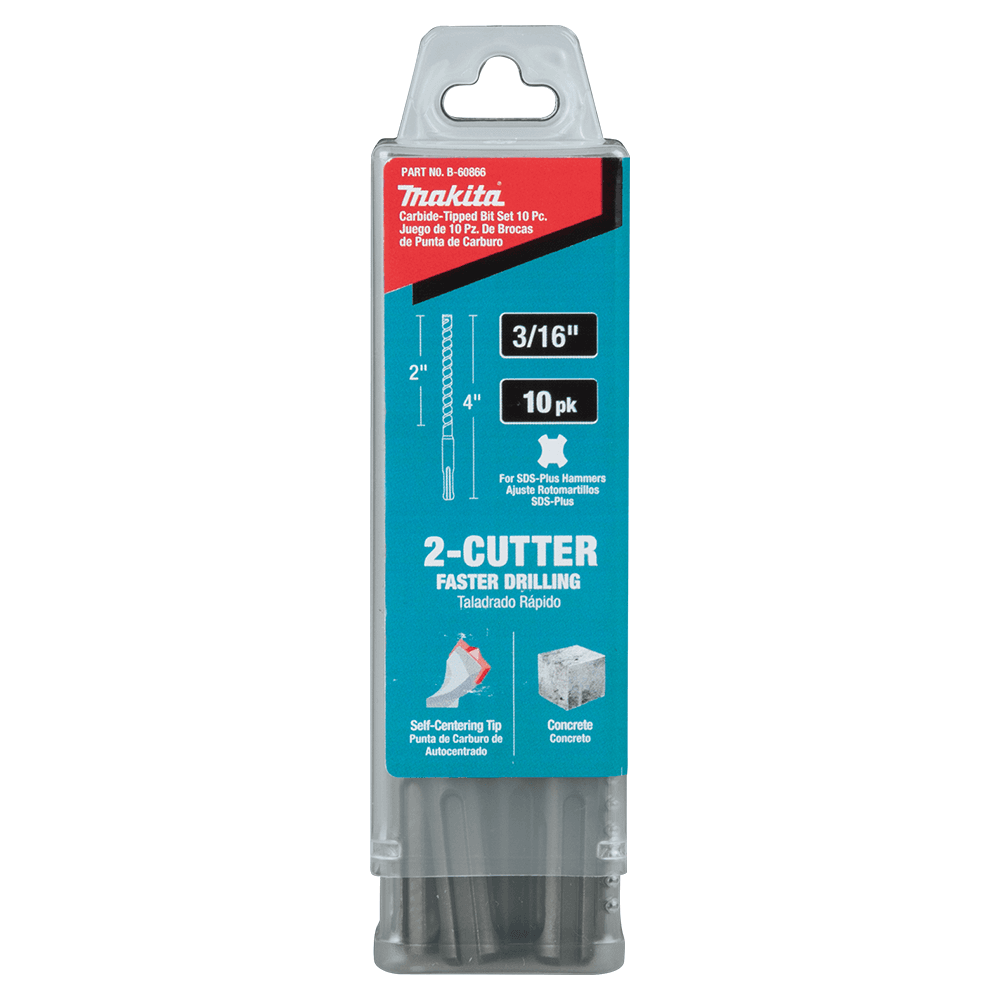 3/16" x 4" 2-Cutter SDS-PLUS Drill Bit (10/Pack) Alt 4 - Image