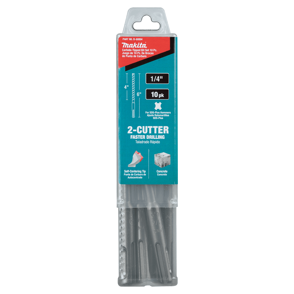 1/4" x 6" 2-Cutter SDS-PLUS Drill Bit (10/Pack) Alt 4 - Image