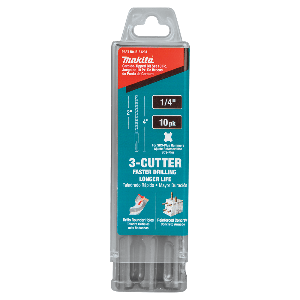 3/16" x 8" 3-Cutter SDS-PLUS Drill Bit (10/Pack) Alt 4 - Image