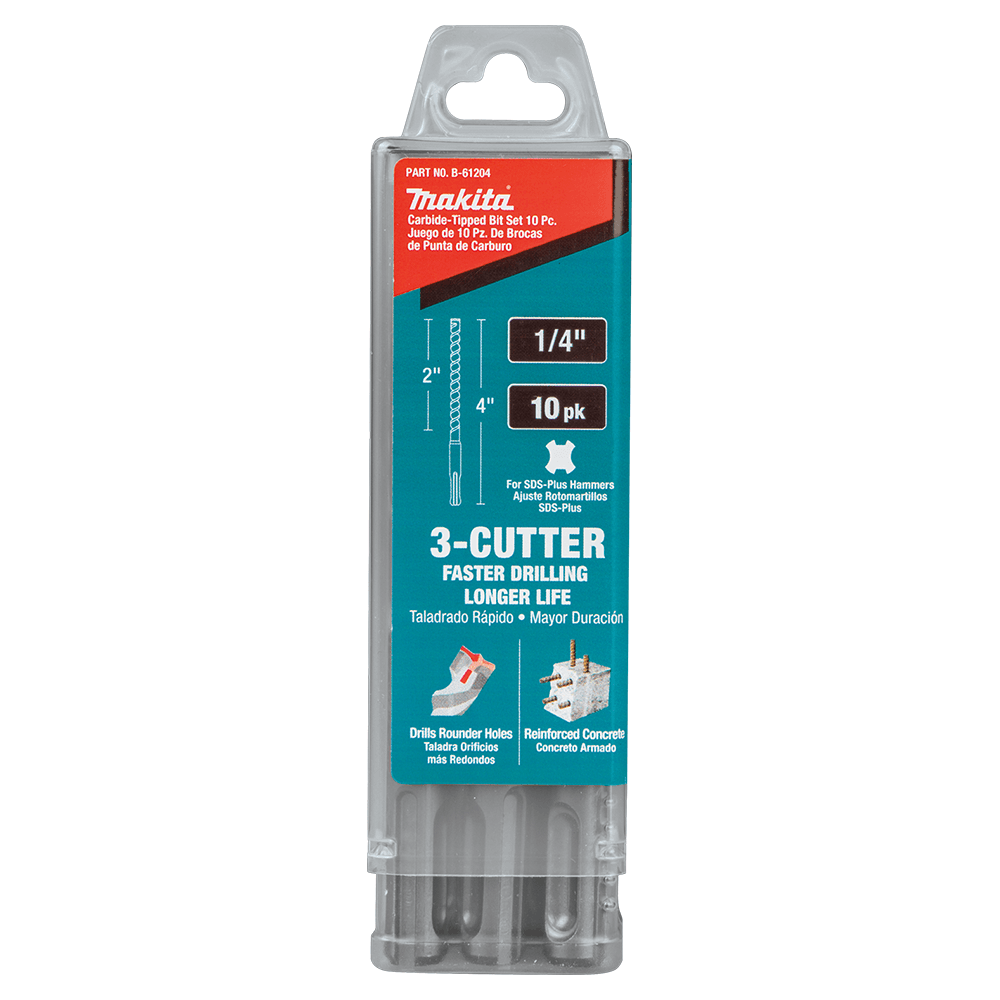 1/4" x 4" 3-Cutter SDS-PLUS Drill Bit (10/Pack) Alt 4 - Image