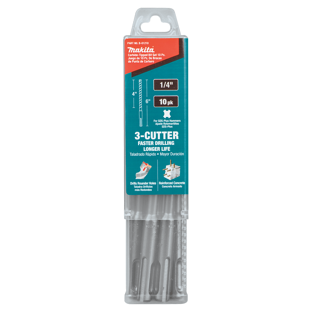 1/4" x 6" 3-Cutter SDS-PLUS Drill Bit (10/Pack) Alt 4 - Image