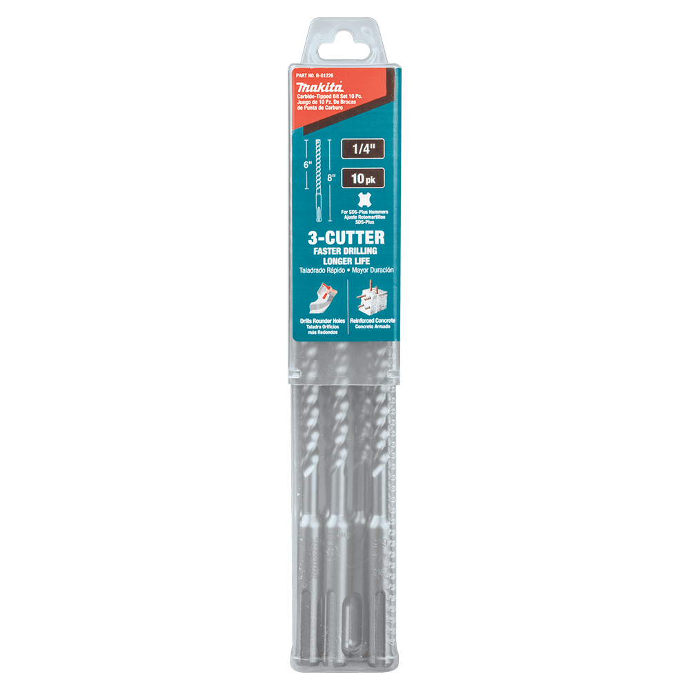 1/4" x 8" 3-Cutter SDS-PLUS Drill Bit (10/Pack) Alt 4 - Image