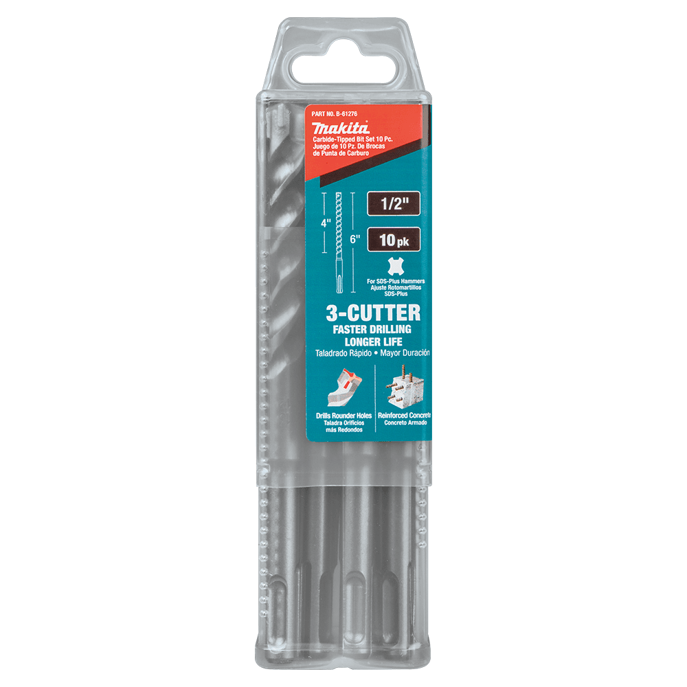 1/2" x 6" 3-Cutter SDS-PLUS Drill Bit (10/Pack) Alt 4 - Image