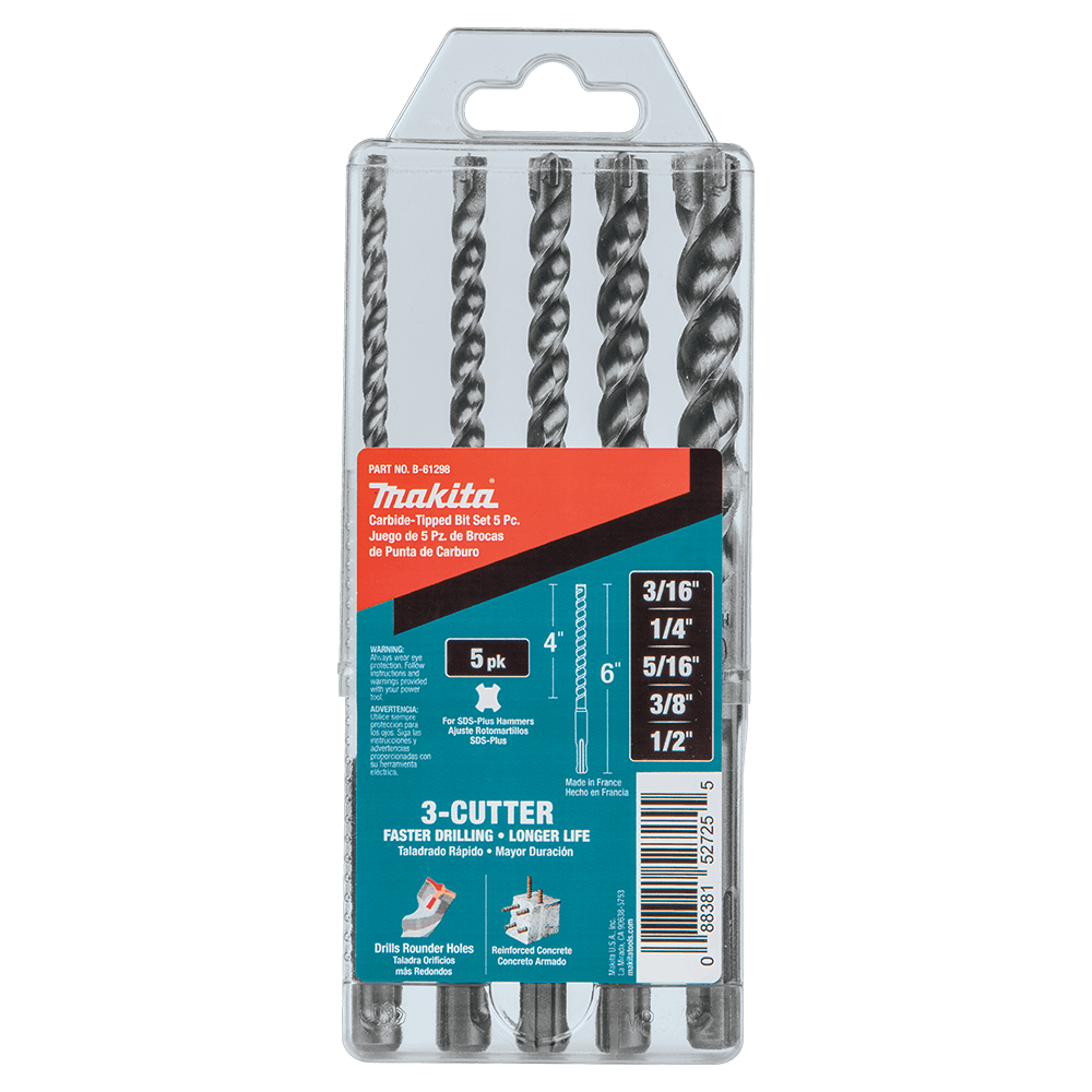 5-Piece SDS-PLUS 3-Cutter Drill Bit Set Alt 3 - Image