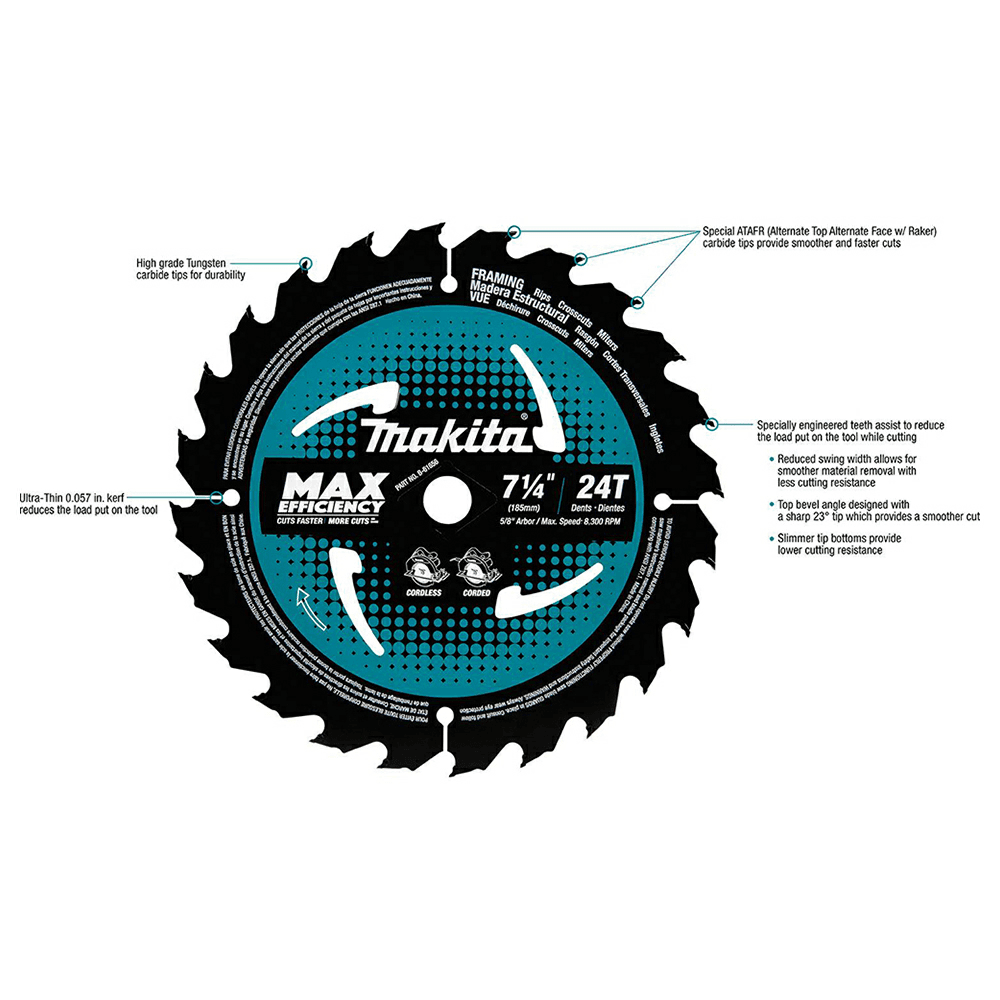 7-1/4" x 24 Teeth Cross-Cut Circular Saw Blade Alt 2 - Image