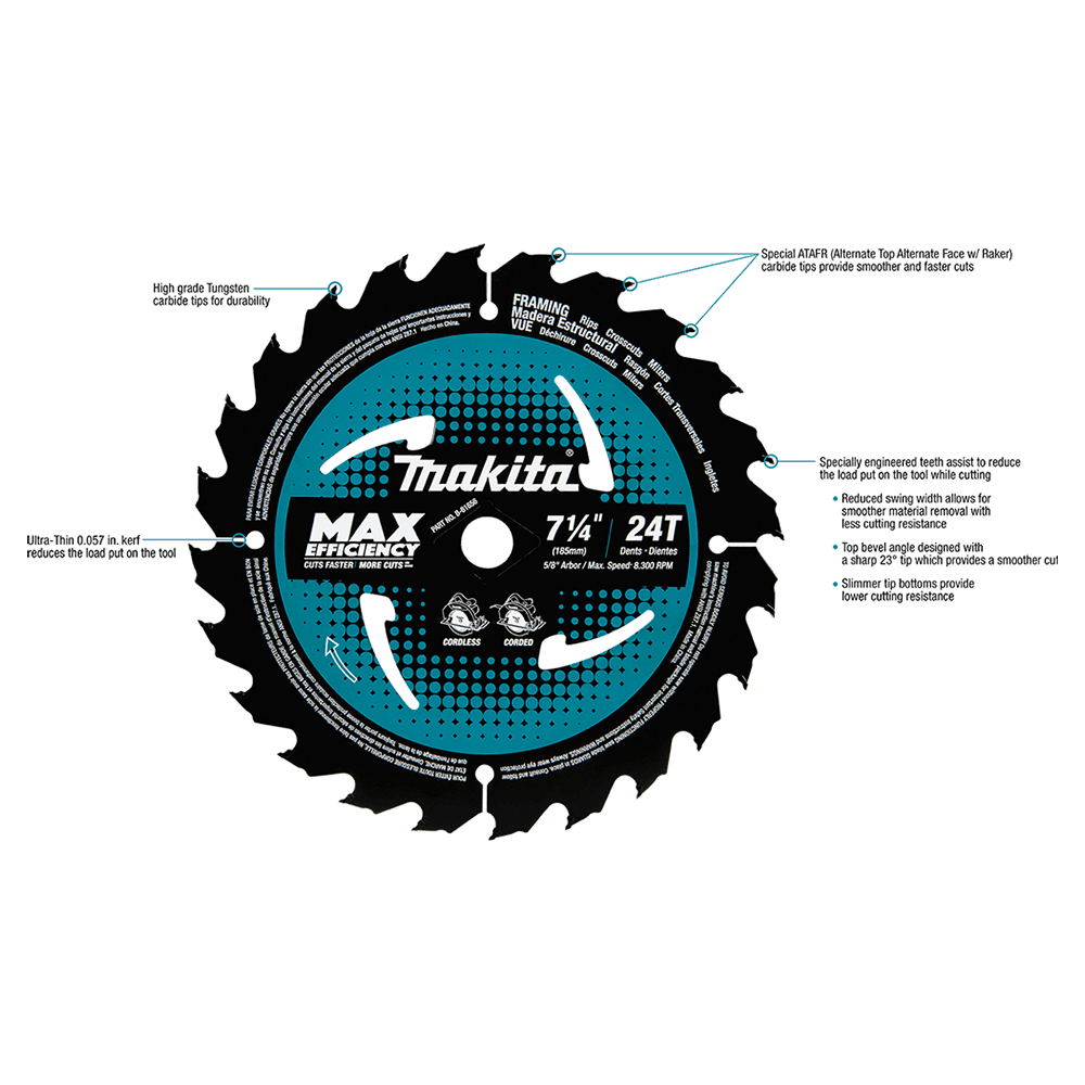 7-1/4" x 24 Teeth Carbide-Tipped Max Efficiency Circular Saw Blade (3/Pack) Alt 3 - Image