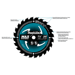 7-1/4" x 24 Teeth Carbide-Tipped Max Efficiency Circular Saw Blade (3/Pack) Alt 3 - Image