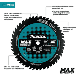10" x 45 Teeth Cross-Cut Max Efficiency Miter Saw Blade Alt 2 - Image