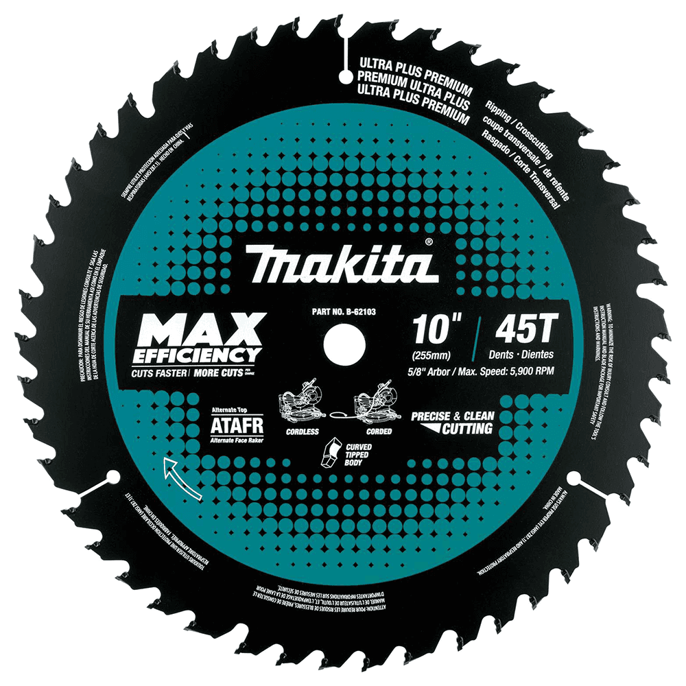10" x 45 Teeth Cross-Cut Max Efficiency Miter Saw Blade Main - Image