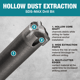 1/2" x 24" SDS-Max Dust Extraction Drill Bit Alt 8 - Image