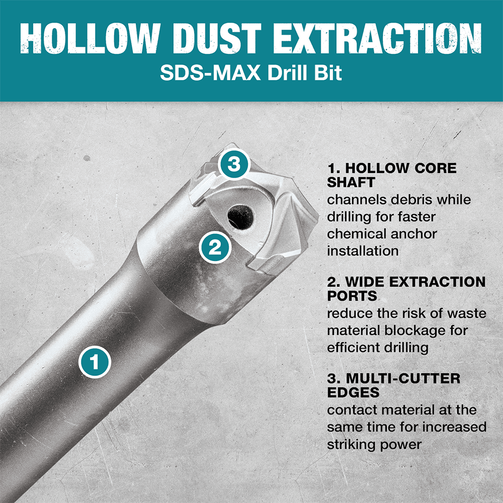 13/8" x 24" SDS-Max Dust Extraction Drill Bit Alt 11 - Image