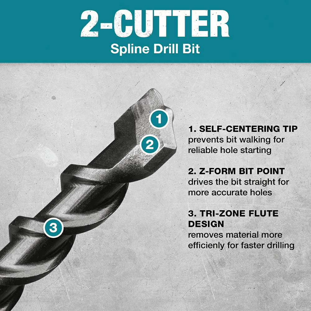 3/8" x 12" Carbide Tipped 2-Cutter Spline Bit Alt 1 - Image