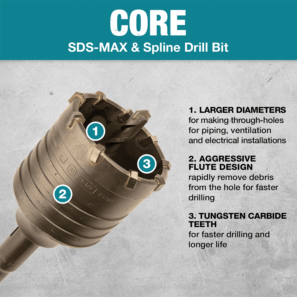 2-5/8" x 4" Rotary Hammer Core Bit Alt 6 - Image